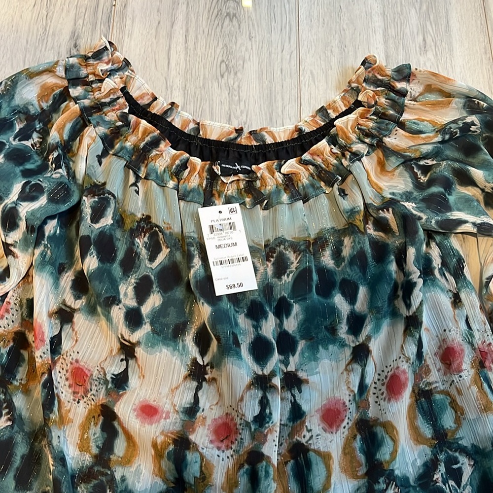 NWT INC International Concepts colorful off the shoulders blouse size medium